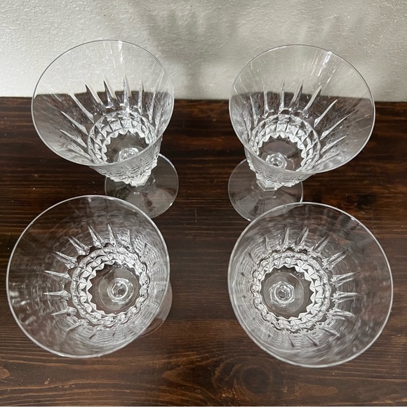 WM Dalton Crystal Cut Wine Glasses Set of 4 Clear Cocktail Drinkware Vintage - Picture 2 of 8